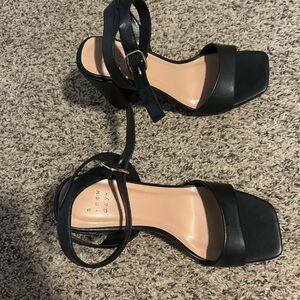 A New Day Black Wedge Sandals